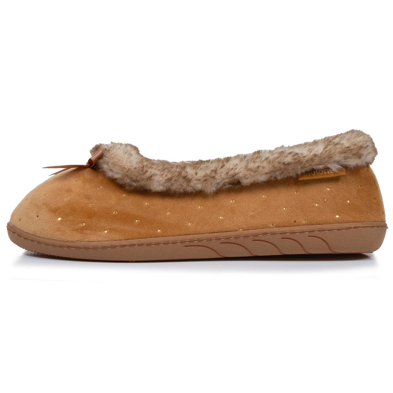 Chaussons ballerines Femme Camel Brillants
