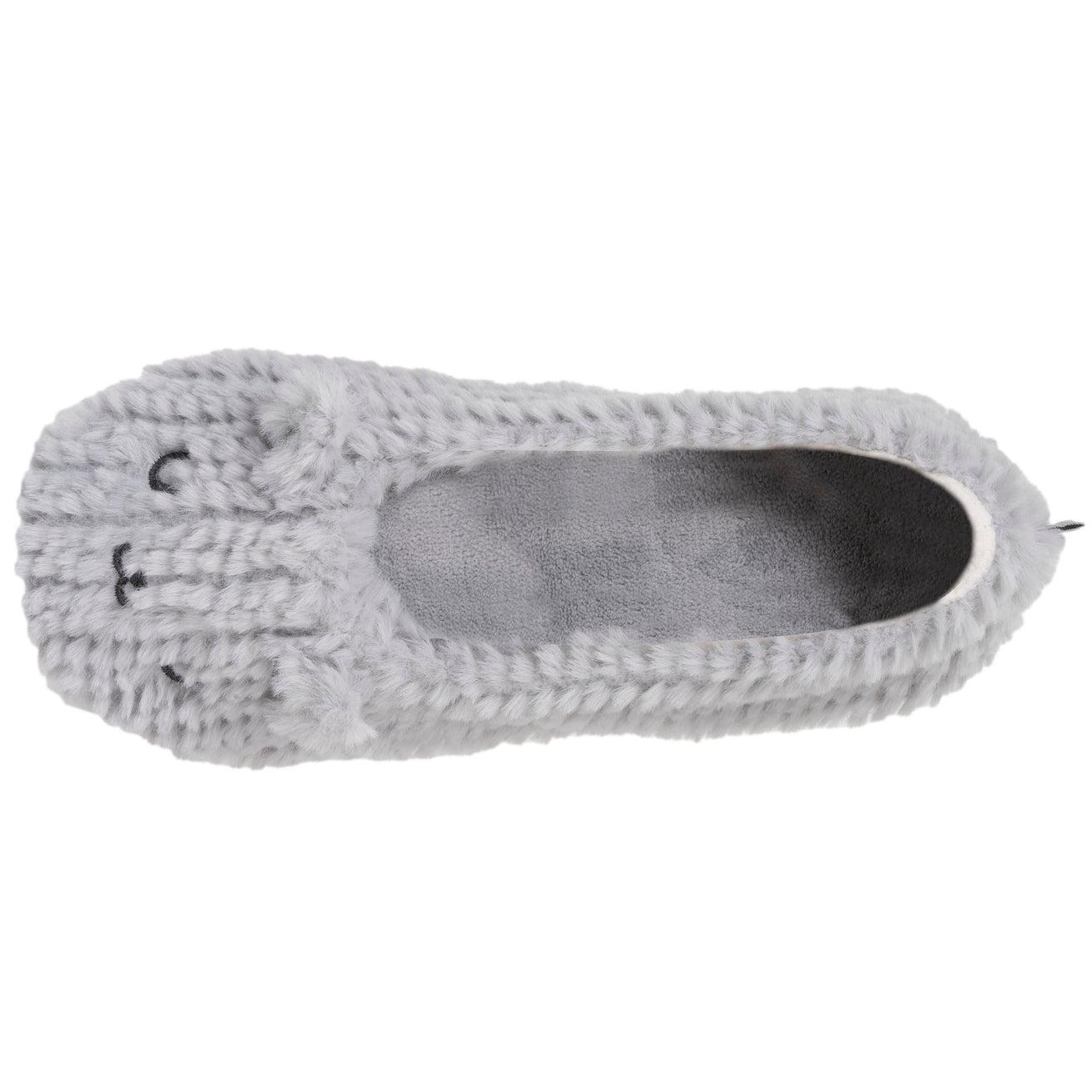 Chaussons ballerines Femme Chat Gris texturé