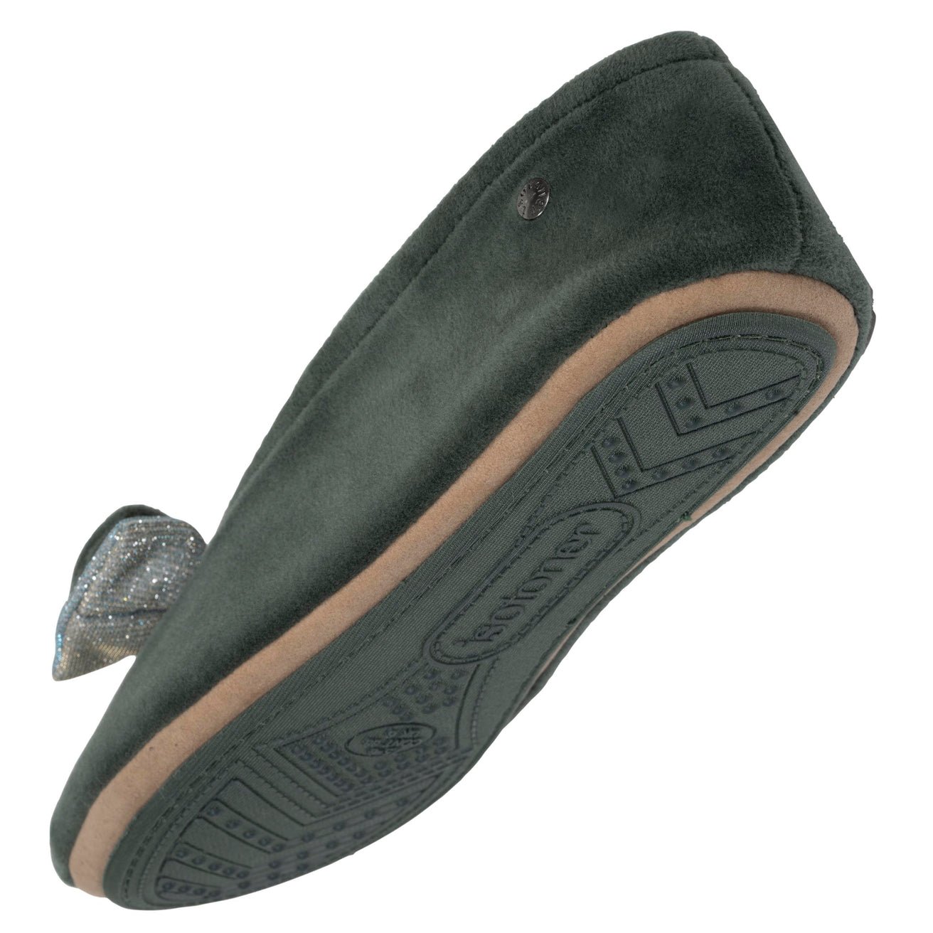 Chaussons ballerines Femme Double nœud Sauge