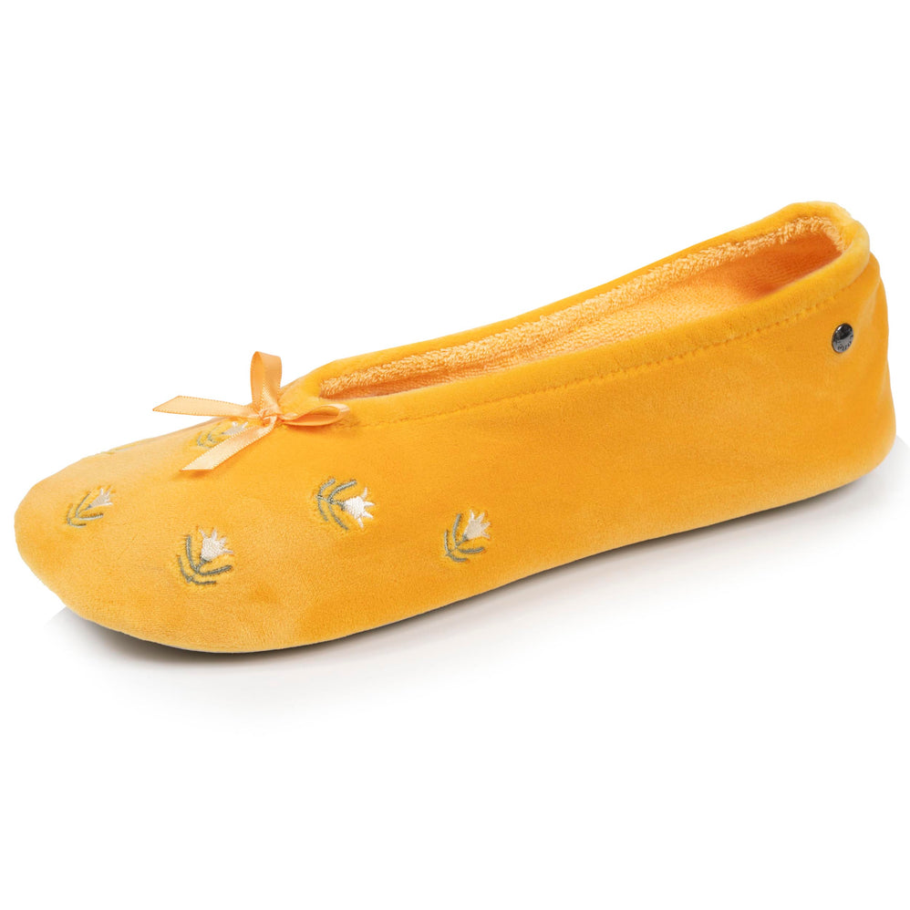 Chaussons ballerines Femme Grand Nœud Jaune fleurs - Isotoner