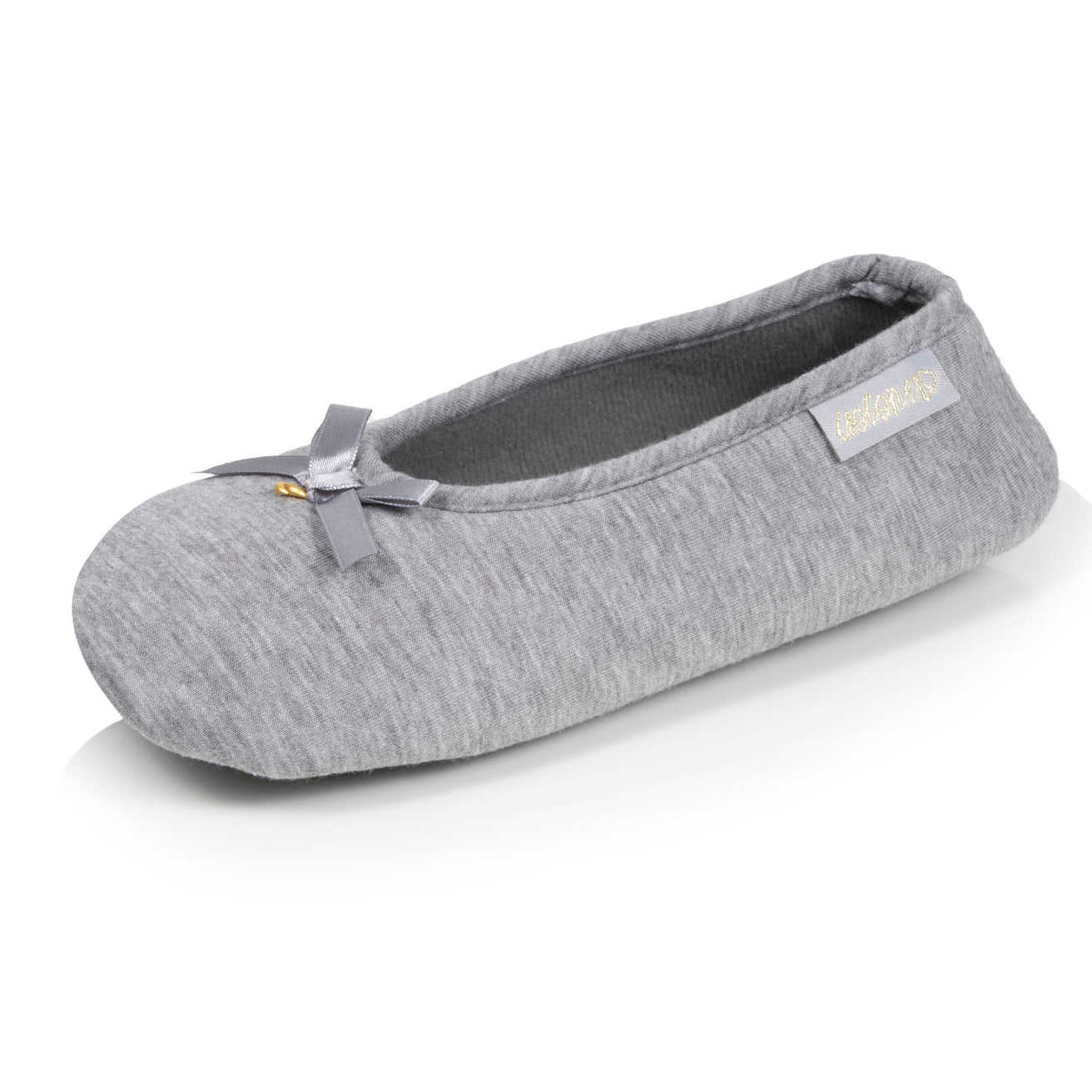 Chaussons ballerines Femme Gris nœud satiné
