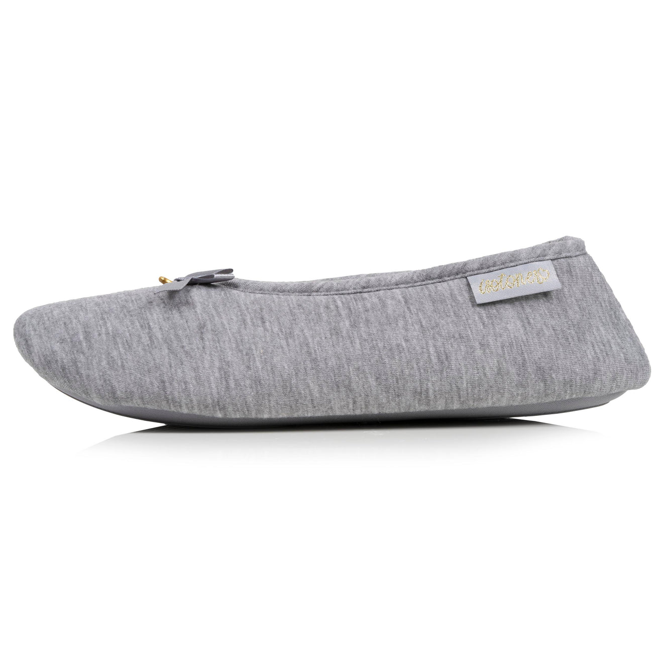 Chaussons ballerines Femme Gris nœud satiné