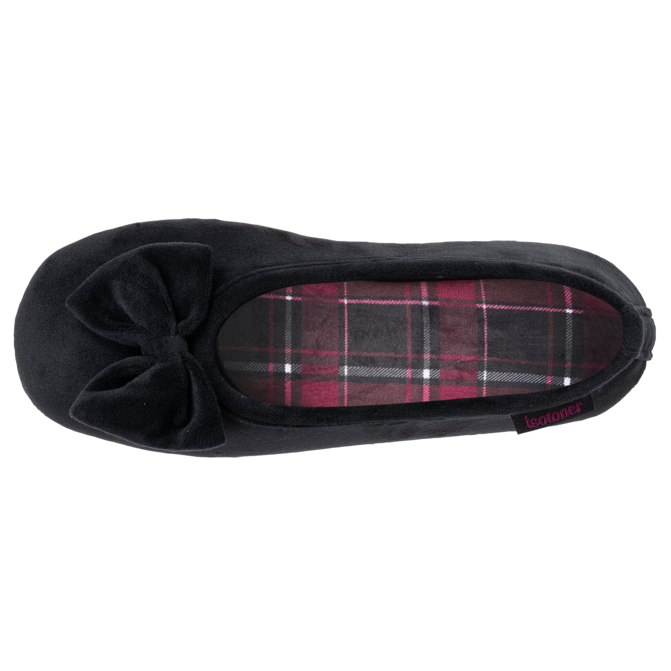 Chaussons ballerines Femme Noir carreaux rouges