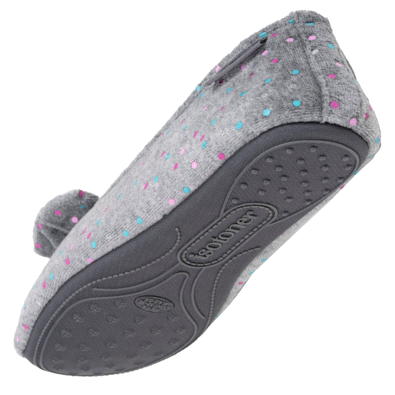 Chaussons ballerines Femme Pois gris