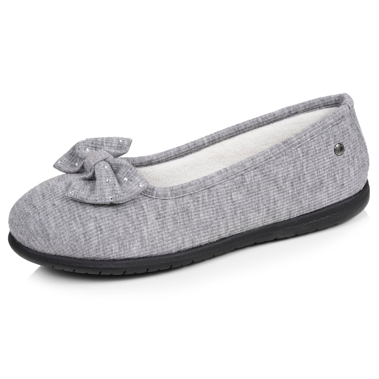Zapatillas de casa Bailarinas Mujer Lazo irisado Gris