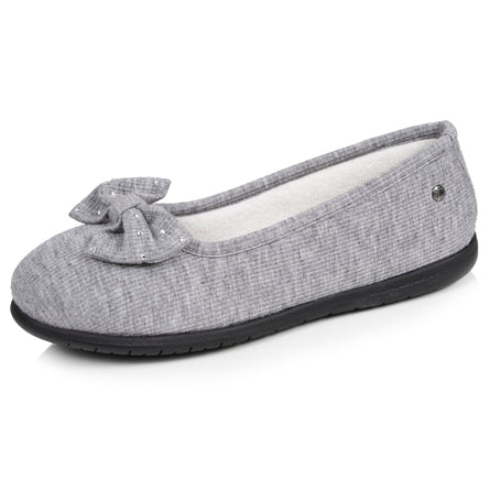 Chaussons ballerines Femme Gris nœud irisé - Isotoner