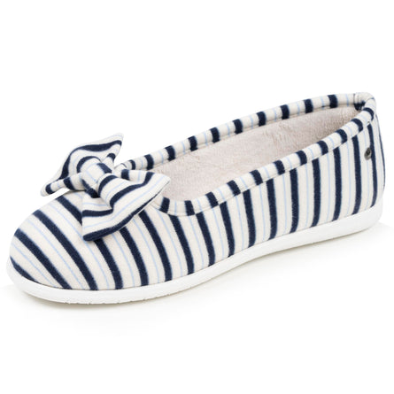 Chaussons ballerines Femme Rayures bleues - Isotoner