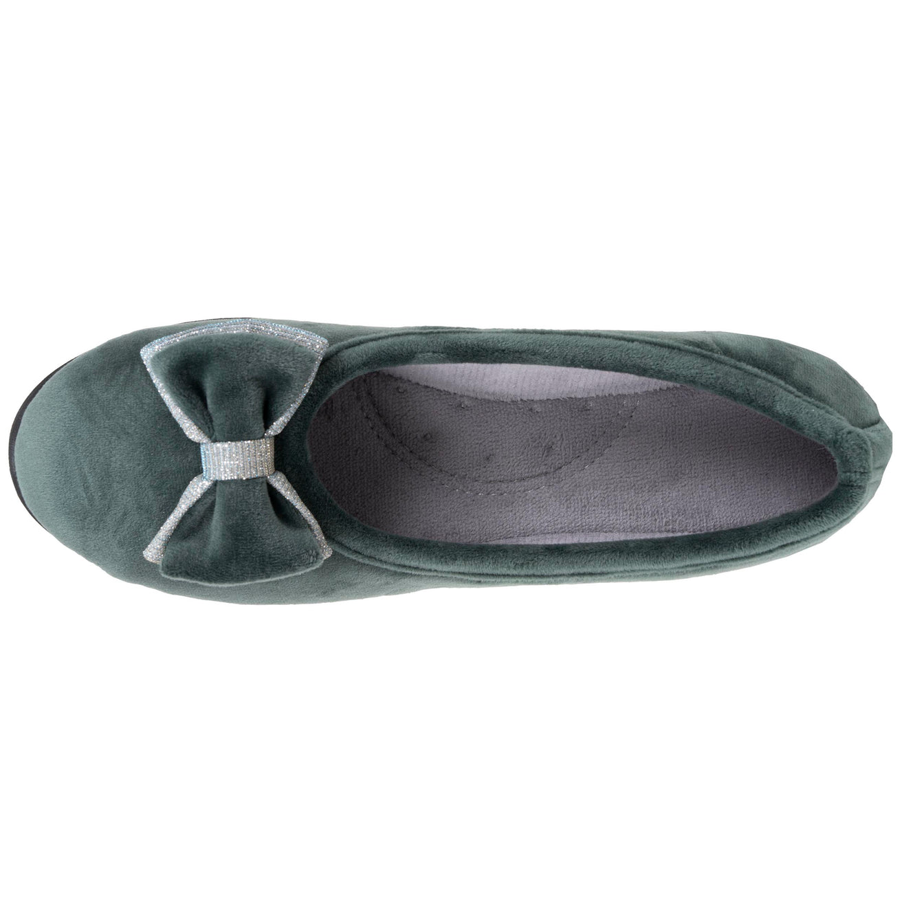 Chaussons ballerines Femme Sauge noeud irisé