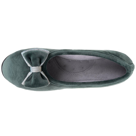 Chaussons ballerines Femme Sauge noeud irisé - Isotoner