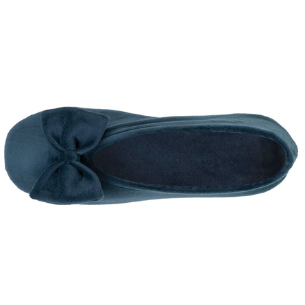Chaussons ballerines Femme Grand Nœud Bleu canard - Isotoner