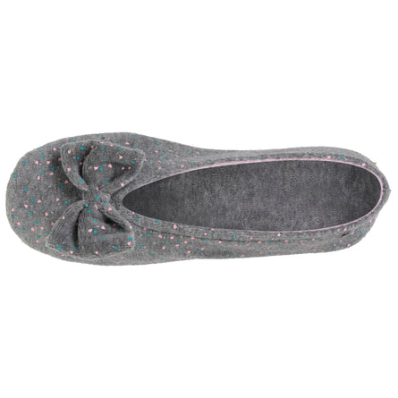 Chaussons ballerines Femme Grand Nœud Gris chiné clair - Isotoner