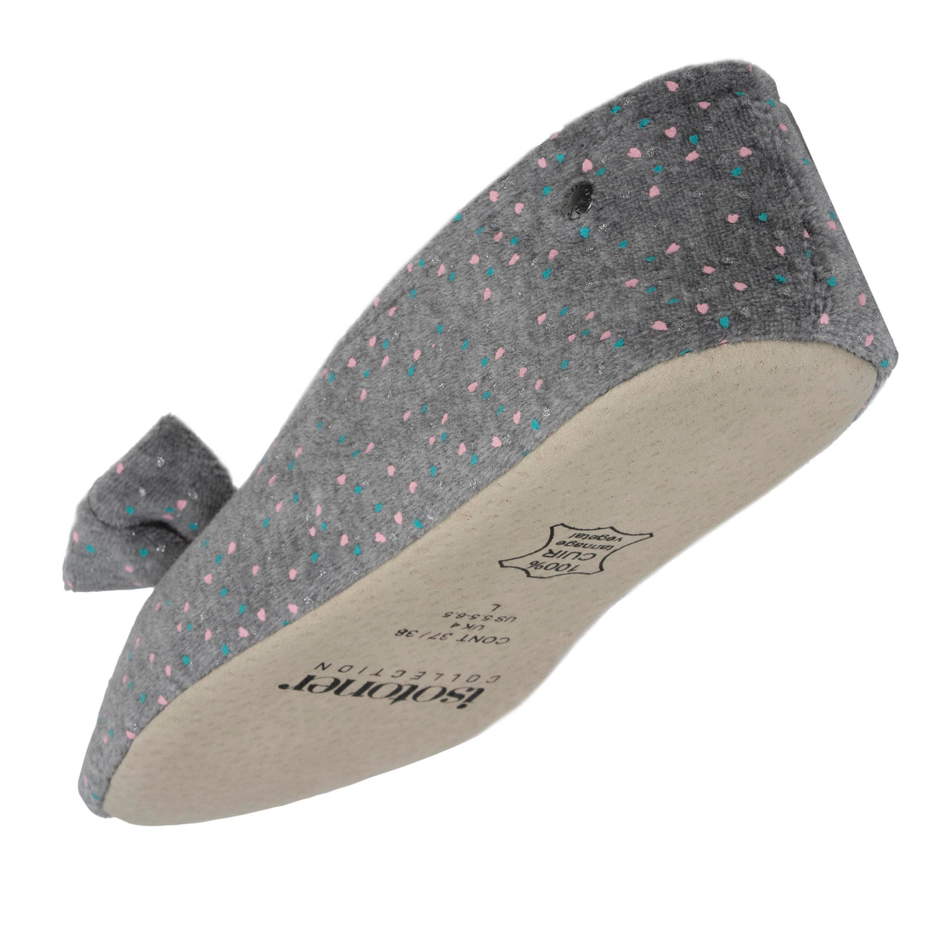 Chaussons ballerines Femme Grand Nœud Gris chiné clair