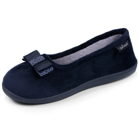 Chaussons ballerines Femme ergonomiques Marine nœud graphique - Isotoner