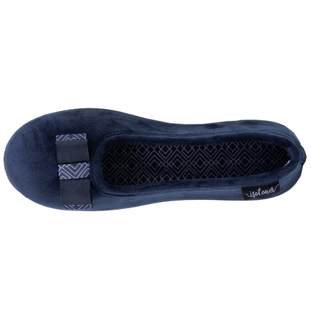 Chaussons ballerines Femme ergonomiques Marine nœud graphique - Isotoner