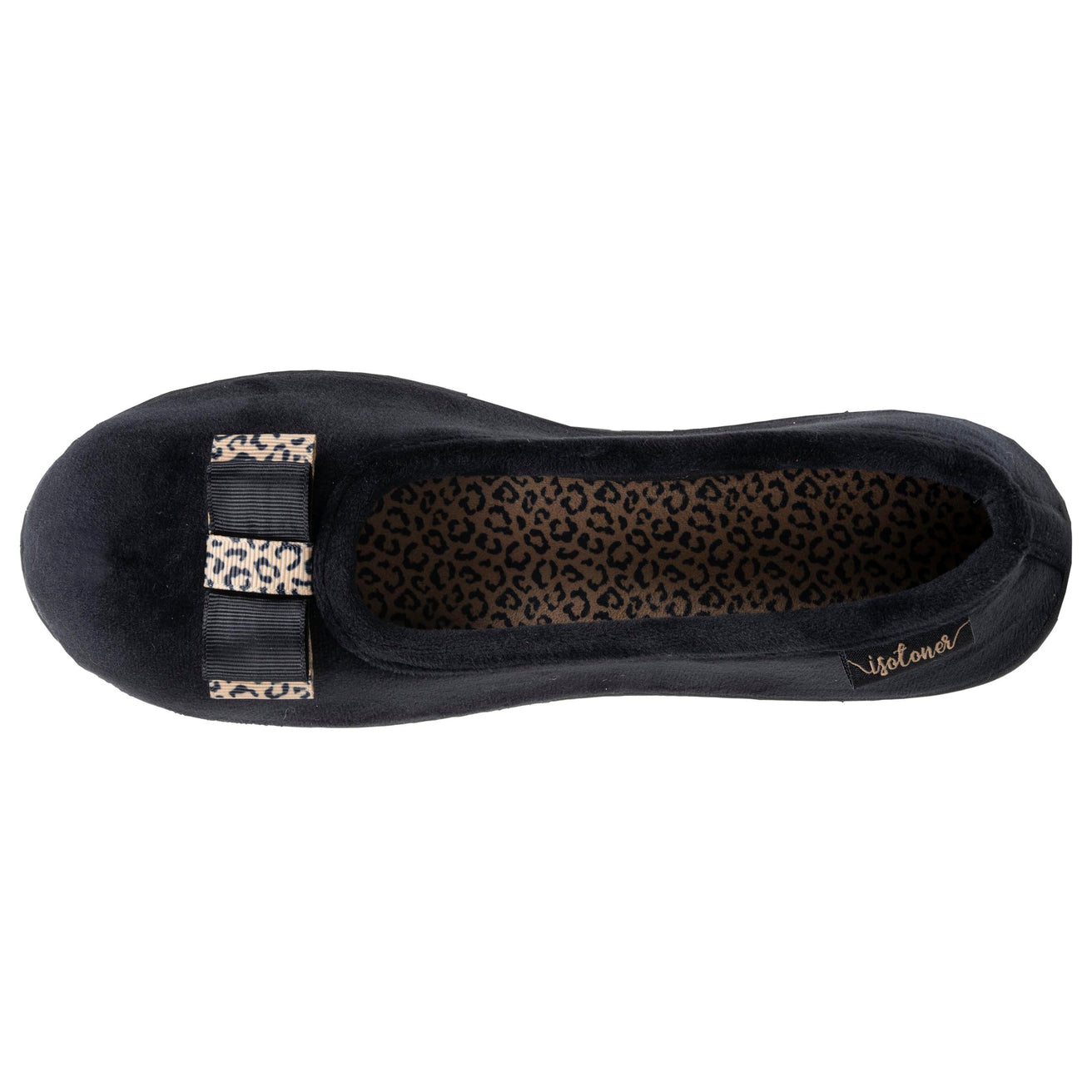 Chaussons ballerines Femme ergonomiques Noir nœud léopard