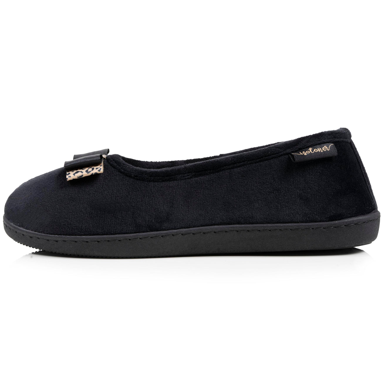 Chaussons ballerines Femme ergonomiques Noir nœud léopard