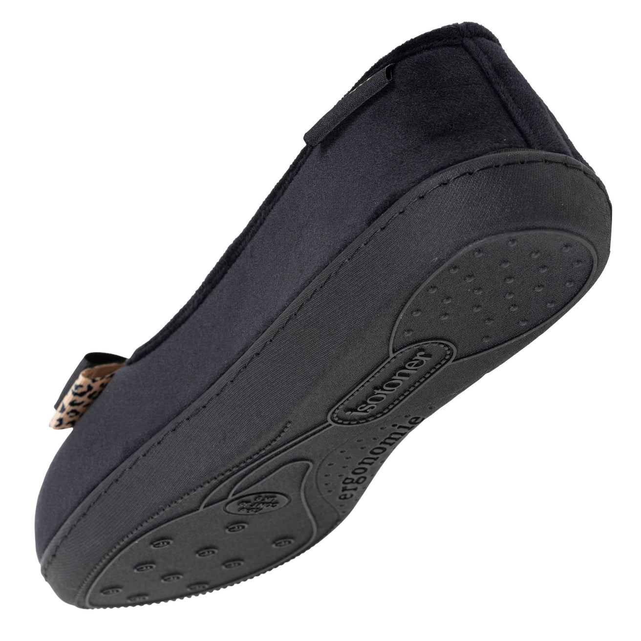 Chaussons ballerines Femme ergonomiques Noir nœud léopard