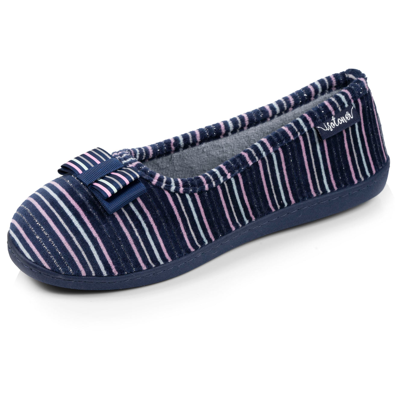 Mujer Zapatillas de casa ergonómicas Rayas azul marino