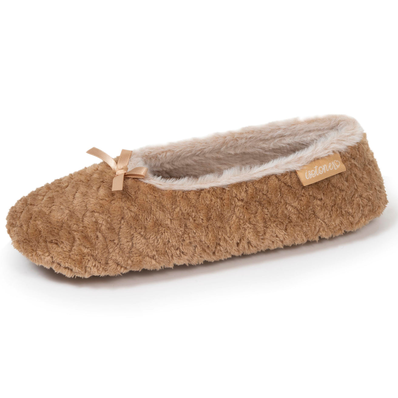 Chaussons ballerines texturés Femme Camel