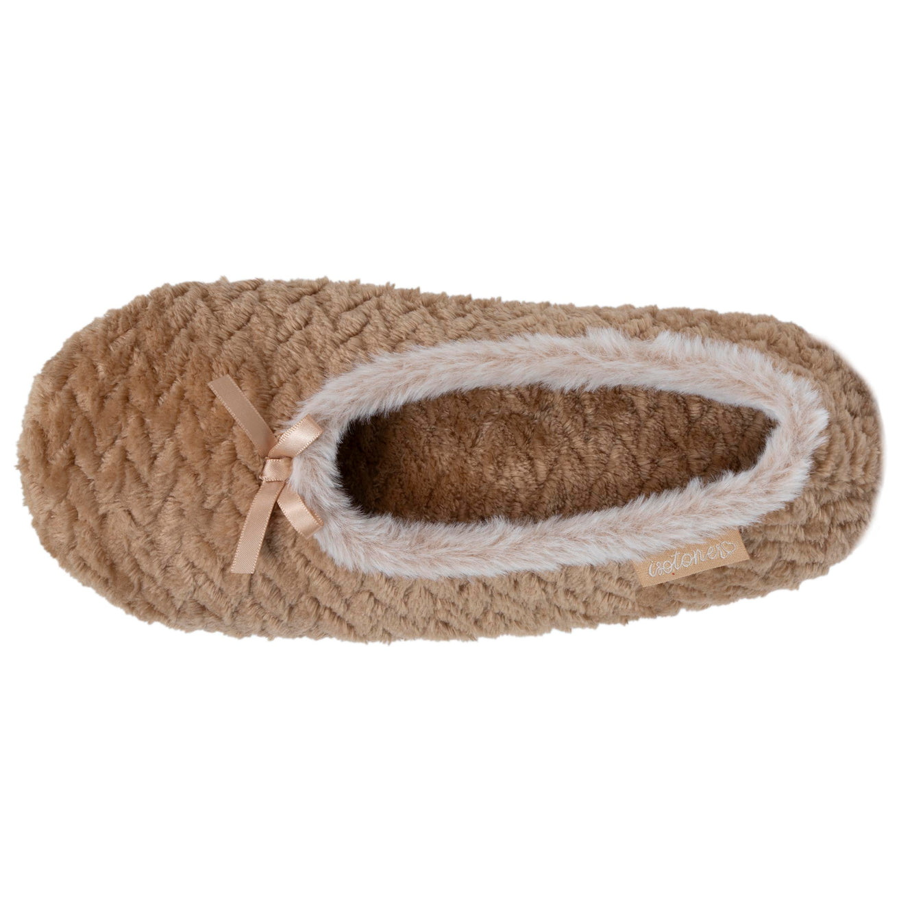 Chaussons ballerines texturés Femme Camel