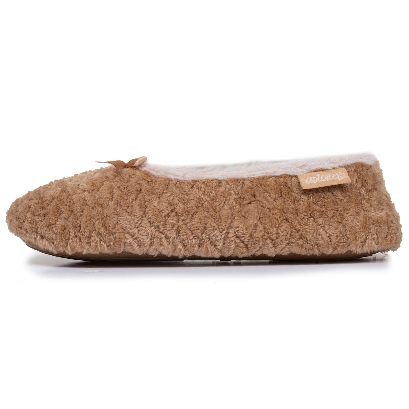 Chaussons ballerines texturés Femme Camel