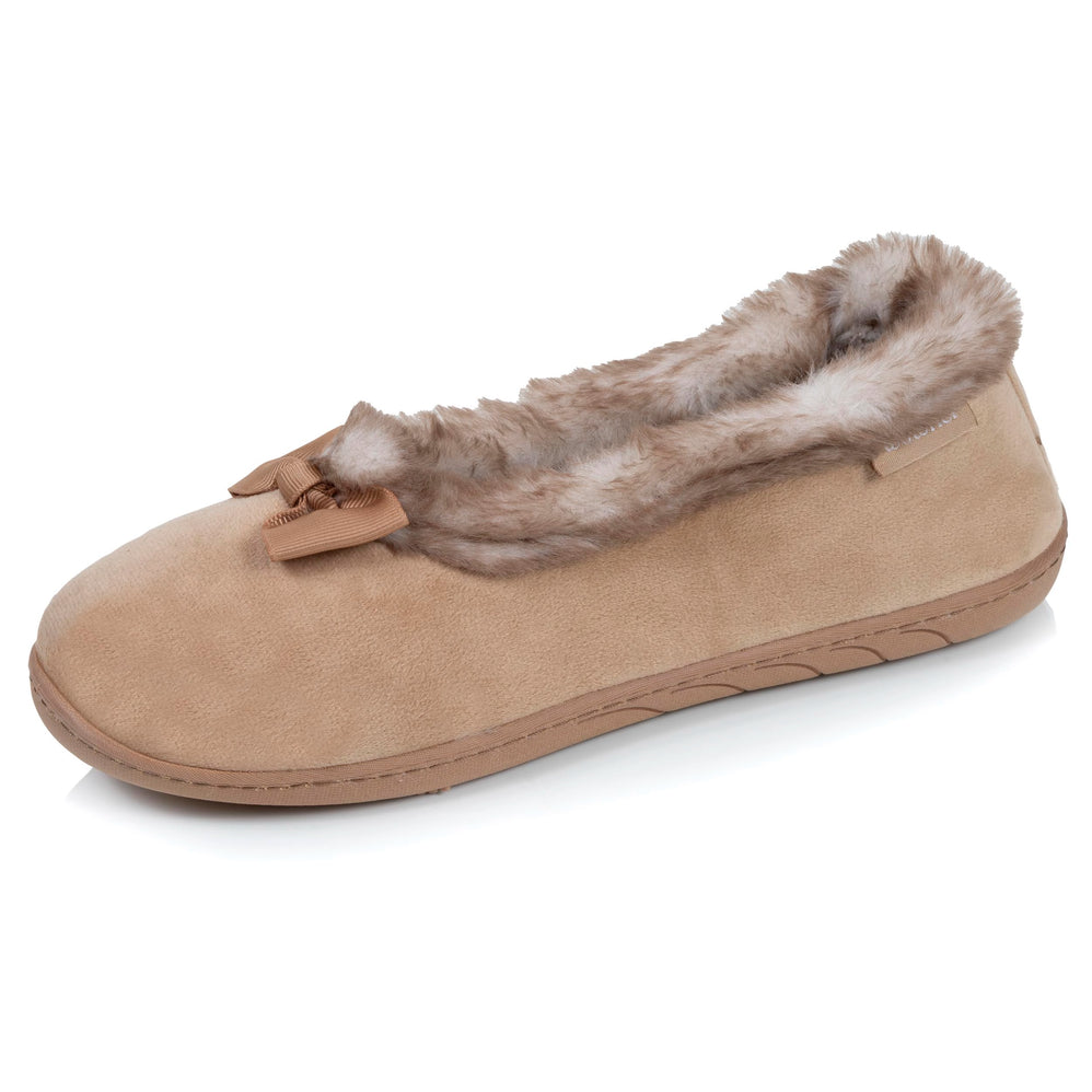 Chaussons ballerines recyclées Femme Camel - Isotoner