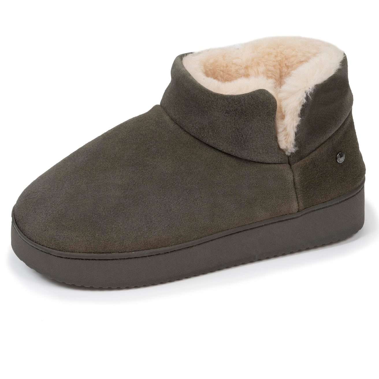 Chaussons botillons cuir Femme Kaki