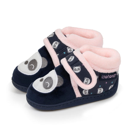 Chaussons bottillons scratch Bébé Marine panda - Isotoner