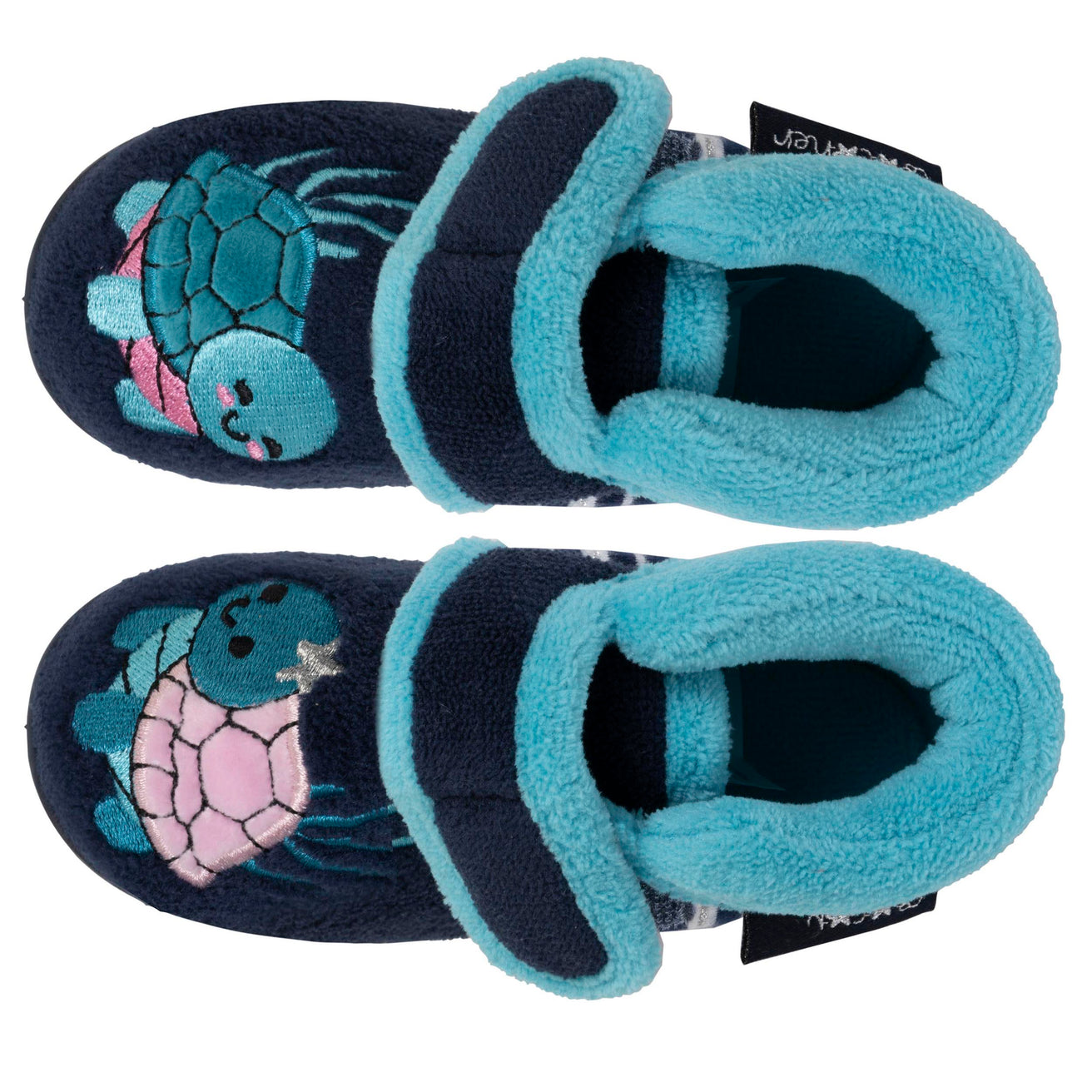 Chaussons bottillons velcro Enfant Marine Tortue