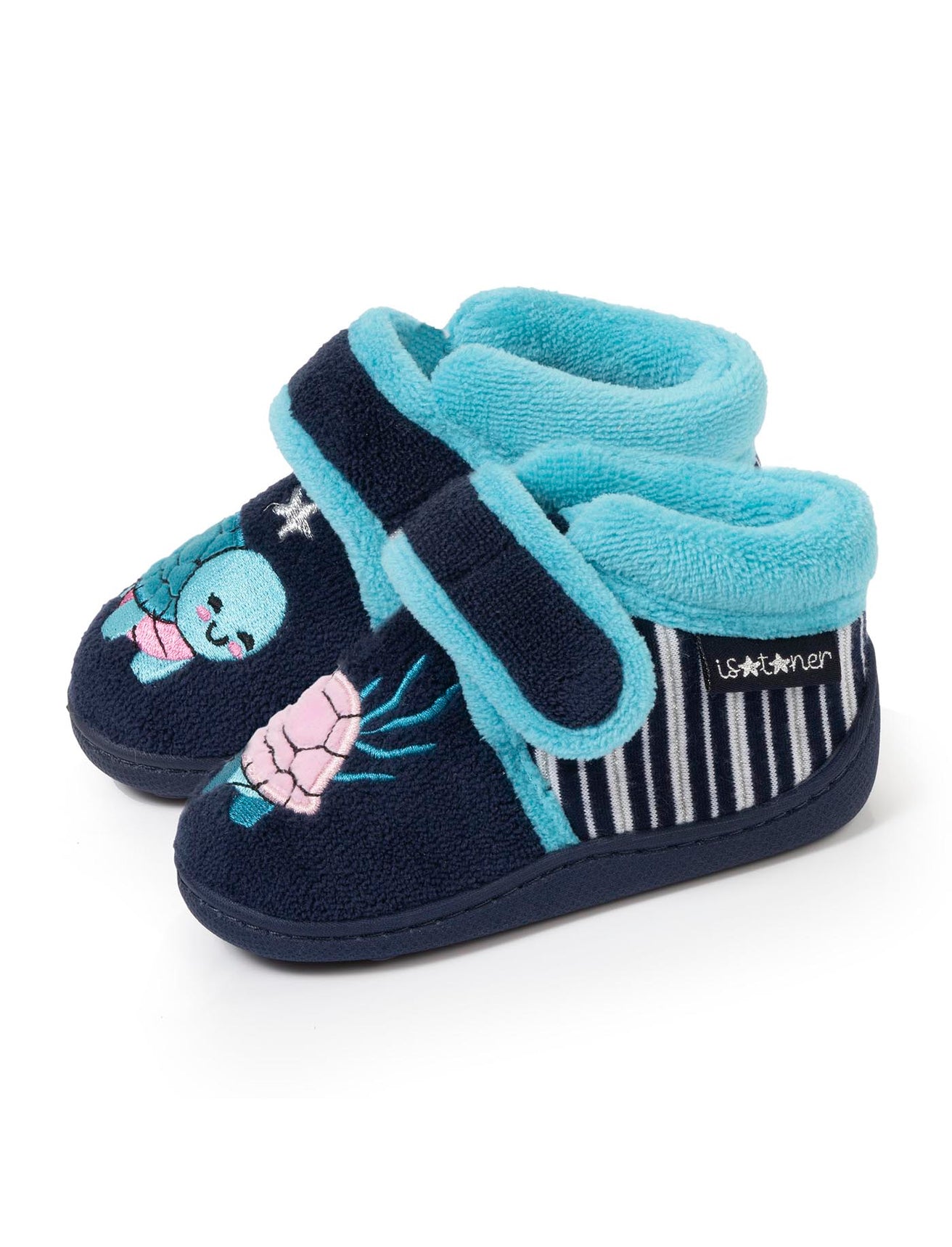 Chaussons bottillons velcro Enfant Marine Tortue