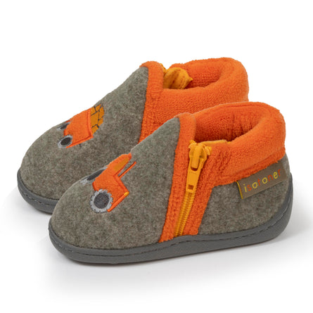 Chaussons bottillons zip Bébé tracteur Kaki chiné - Isotoner