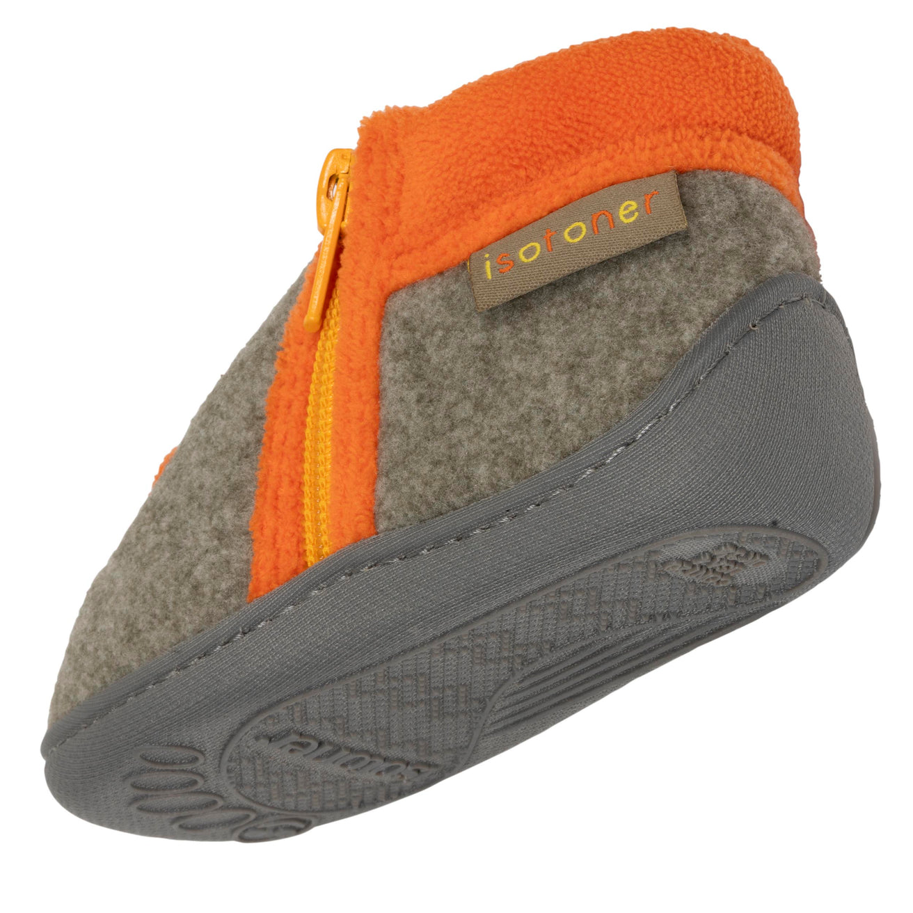 Chaussons bottillons zip Bébé tracteur Kaki chiné