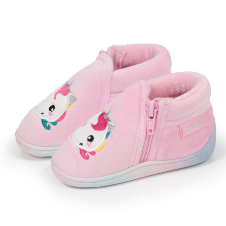 Chaussons bottillons zip Bébé Rose licorne - Isotoner