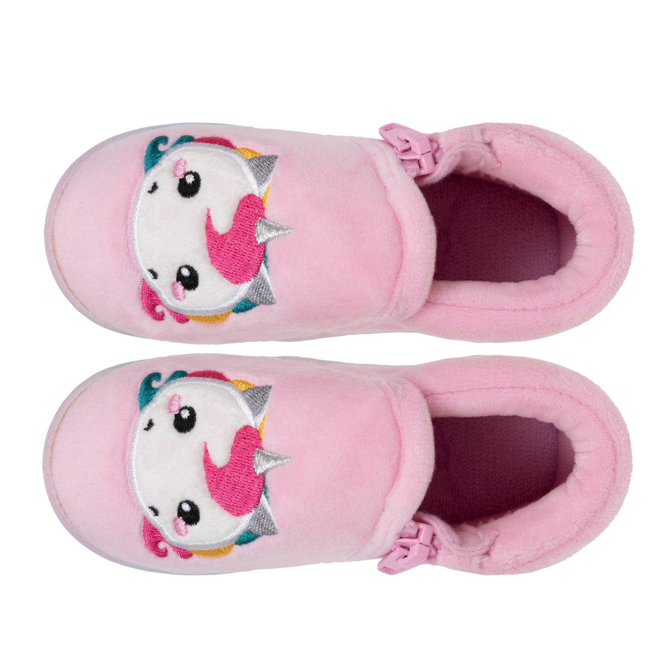Chaussons bottillons zip Bébé Rose licorne