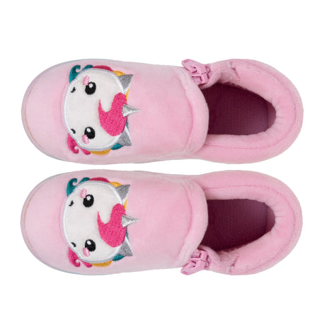 Chaussons bottillons zip Bébé Rose licorne - Isotoner