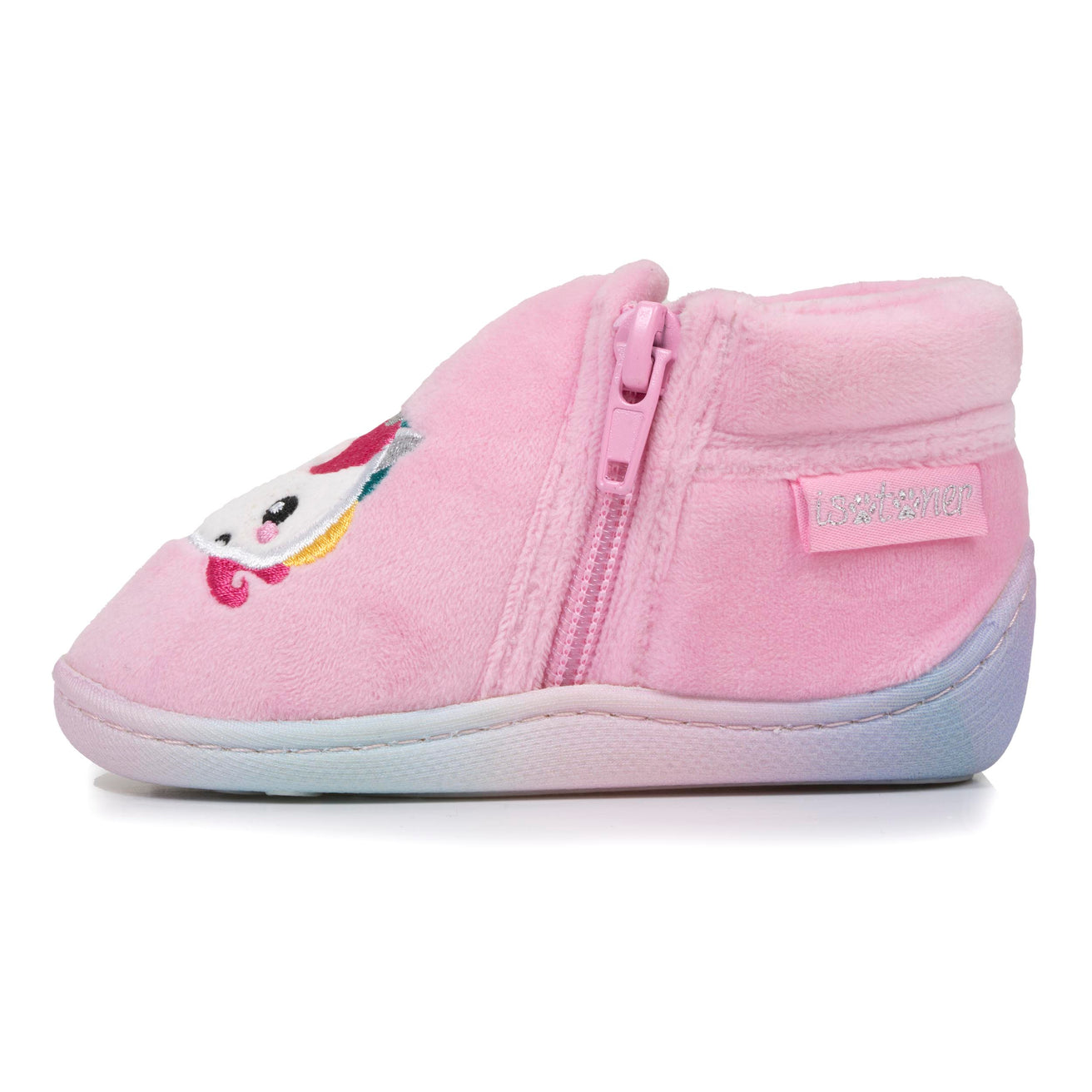 Chaussons bottillons zip Bébé Rose licorne