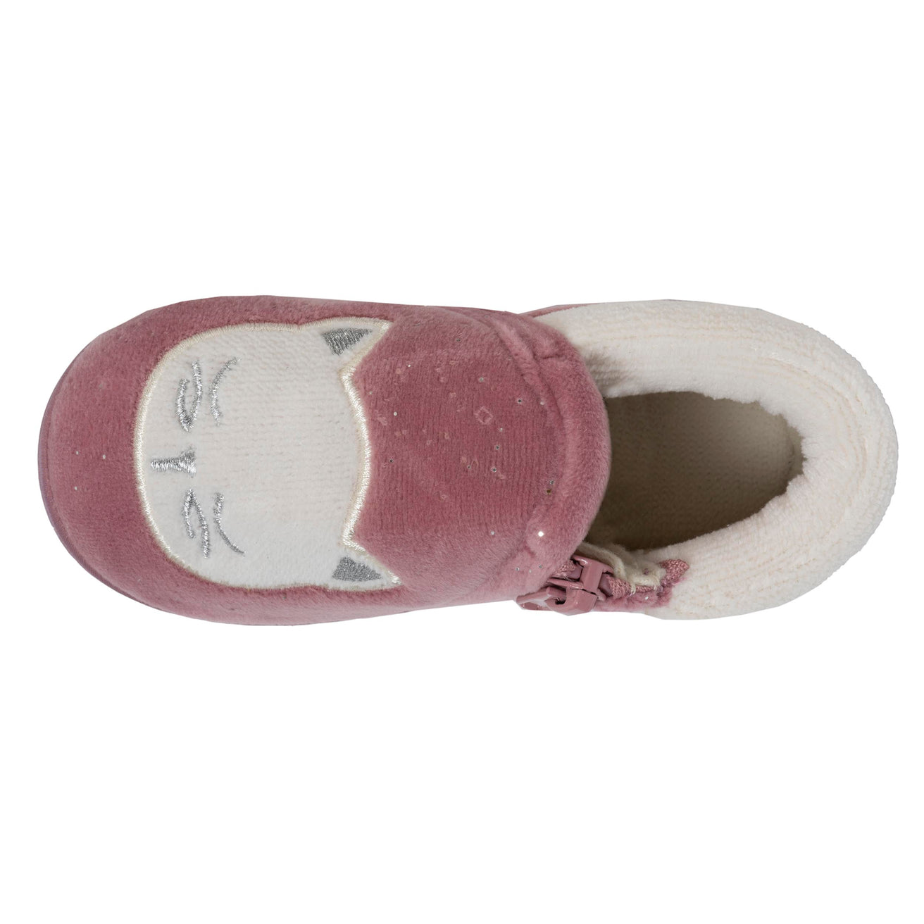 Chaussons bottillons zip Enfant Rose Chat