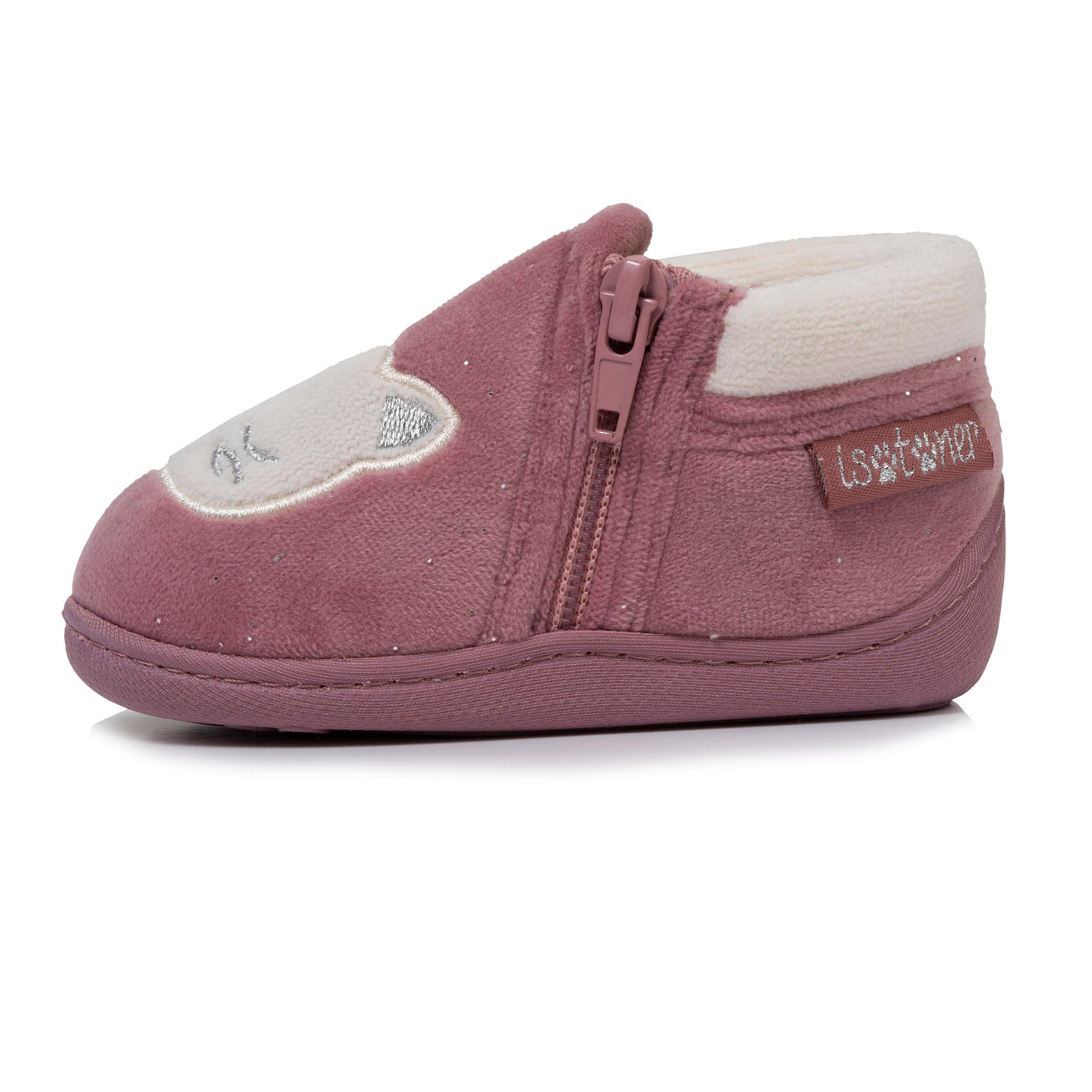 Chaussons bottillons zip Enfant Rose Chat