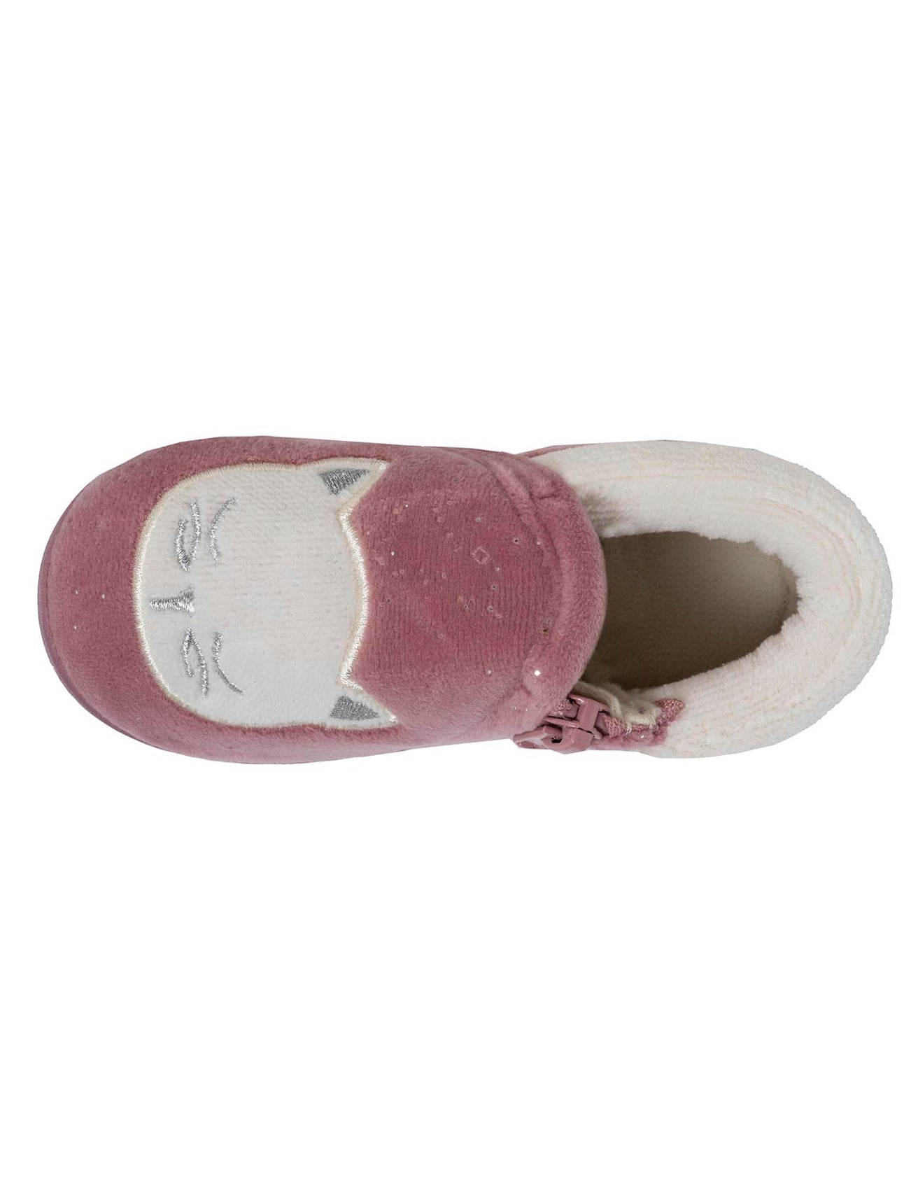 Chaussons bottillons zip Enfant Rose Chat