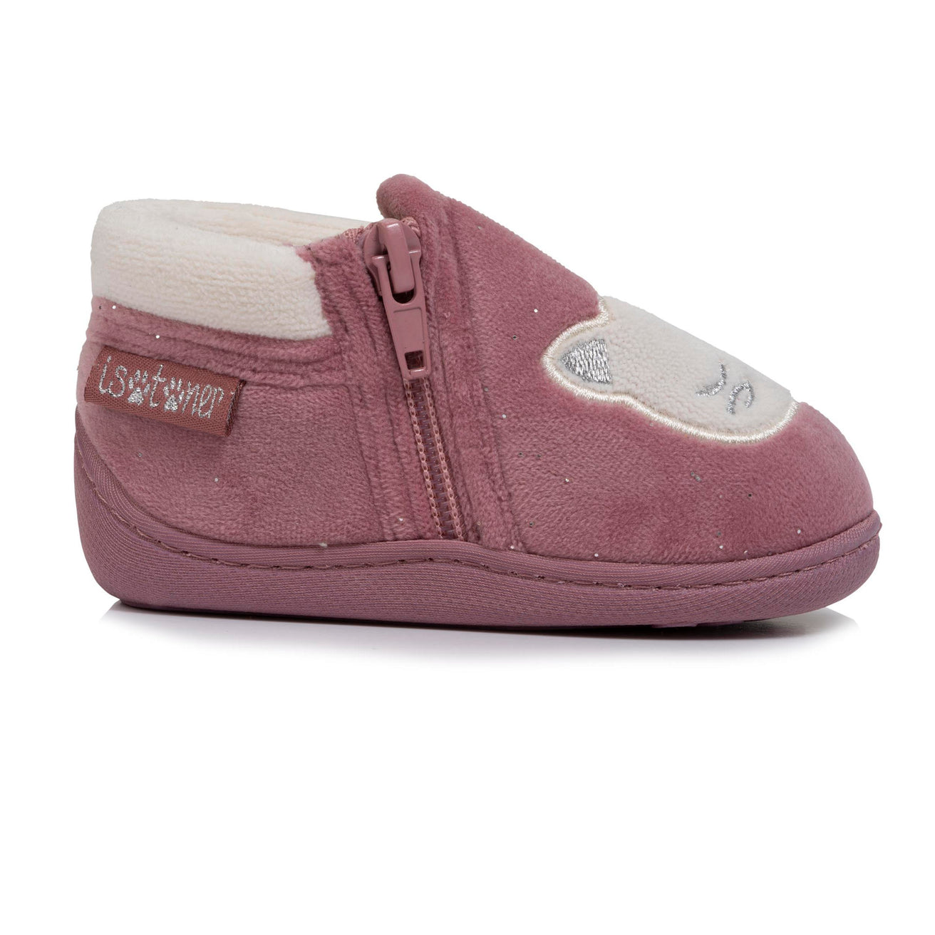 Chaussons bottillons zip Enfant Rose Chat