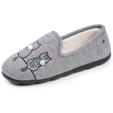 Chaussons charentaises Femme Chat fantaisie Gris irisé - Isotoner