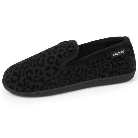 Chaussons charentaises Femme Noir Léopard - Isotoner