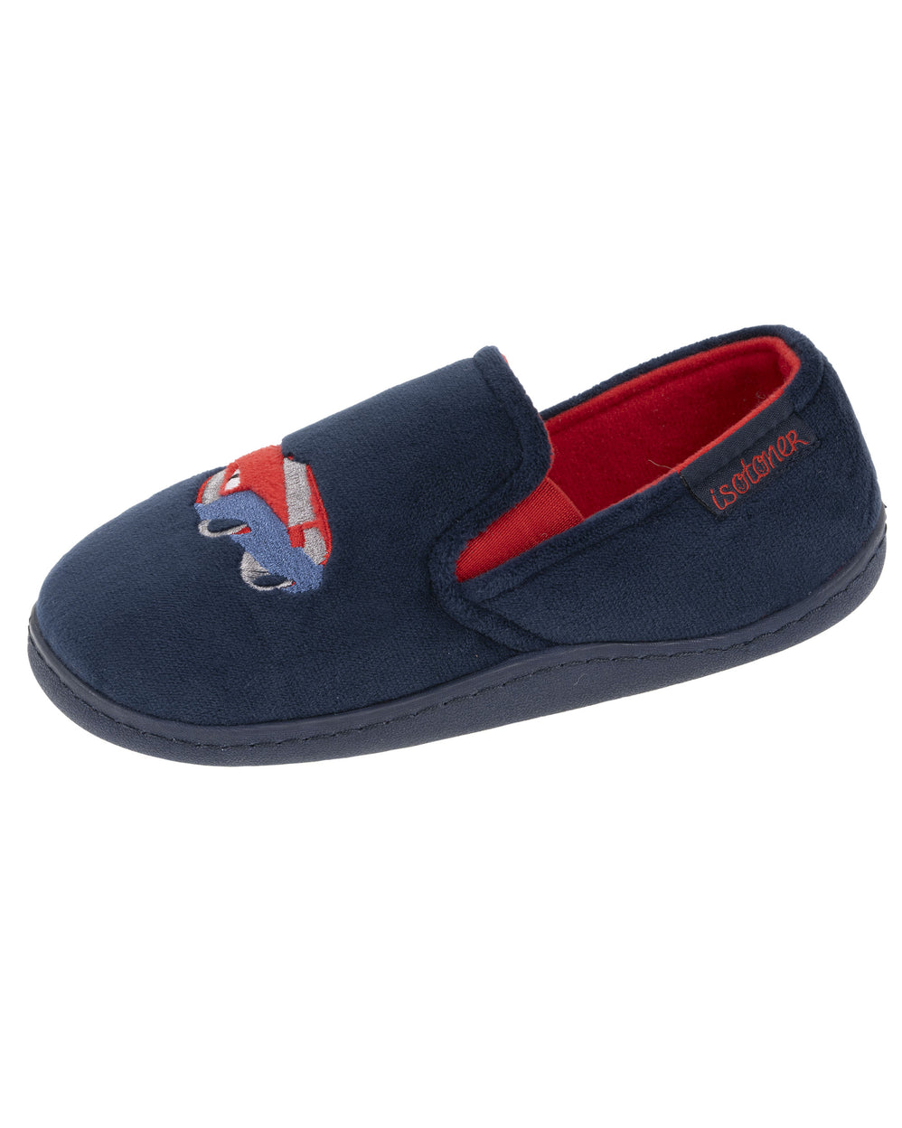 Chaussons mocassins Enfant Marine Rouge - Isotoner