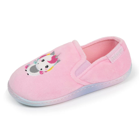 Chaussons mocassins Enfant Rose licorne - Isotoner