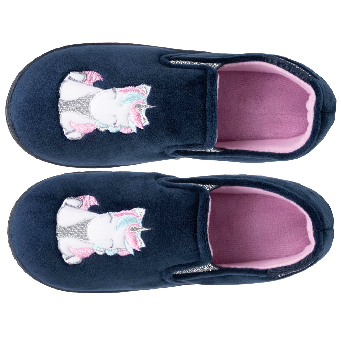 Chaussons mocassins Enfant Marine licorne Rose