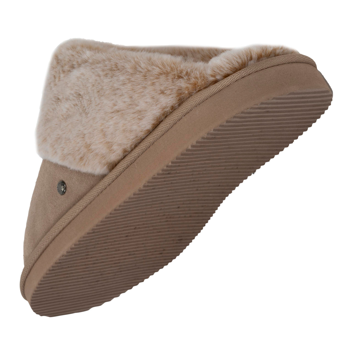 Chaussons mules fourrées Femme Beige