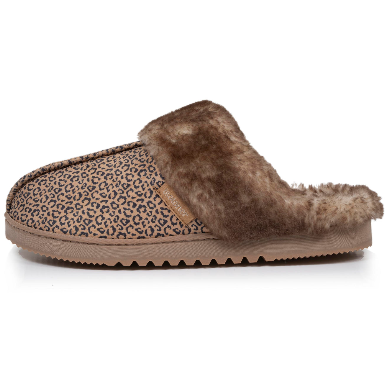 Chaussons mules Femme Léopard Beige