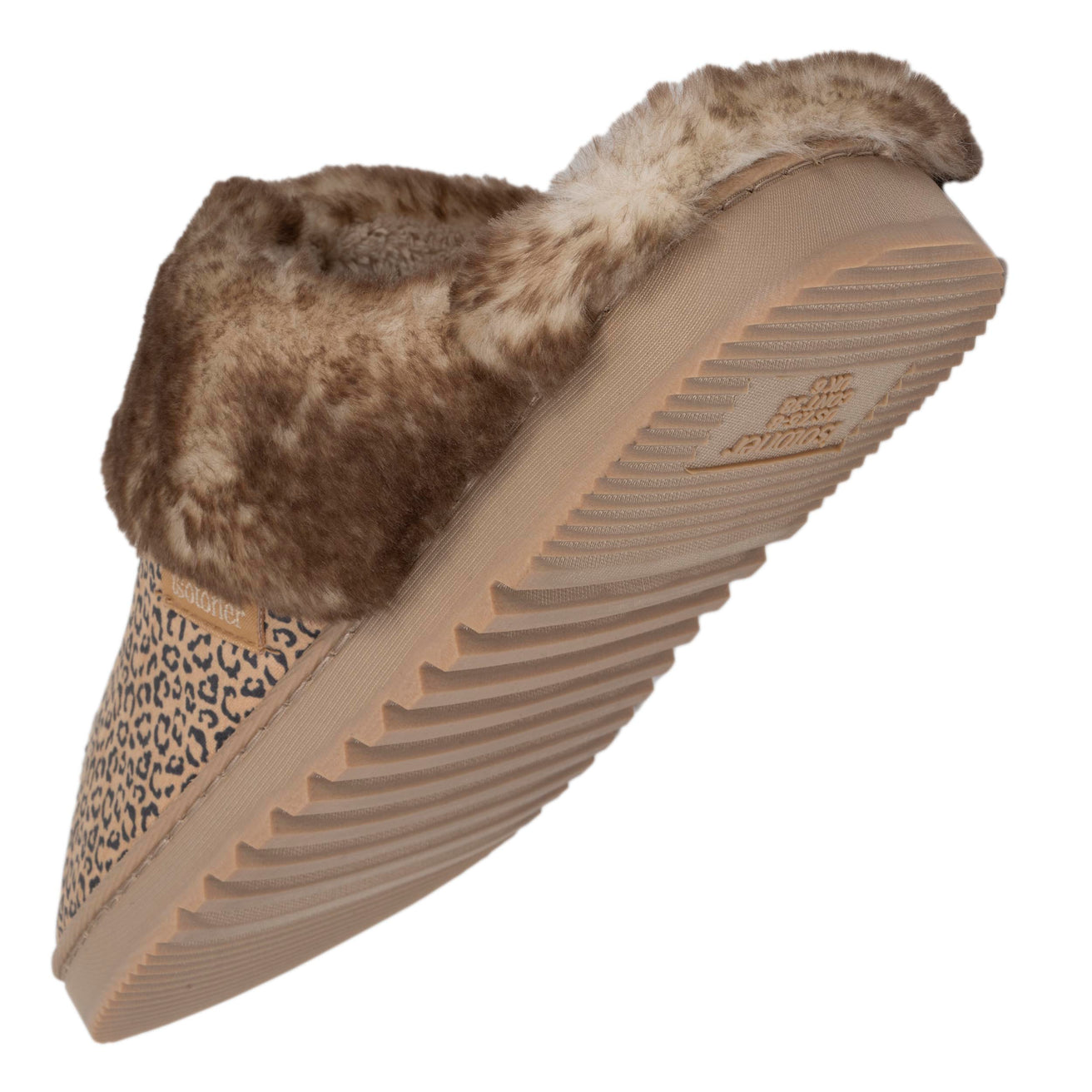 Chaussons mules Femme Léopard Beige
