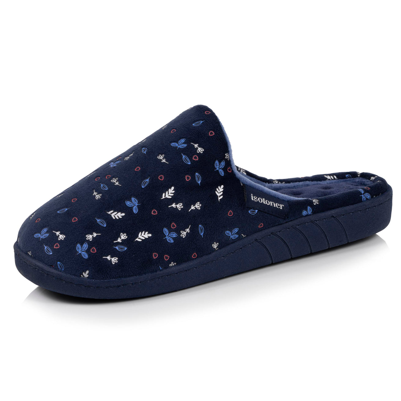 Mujer Chinelas Zapatillas de casa Hoja azul marino