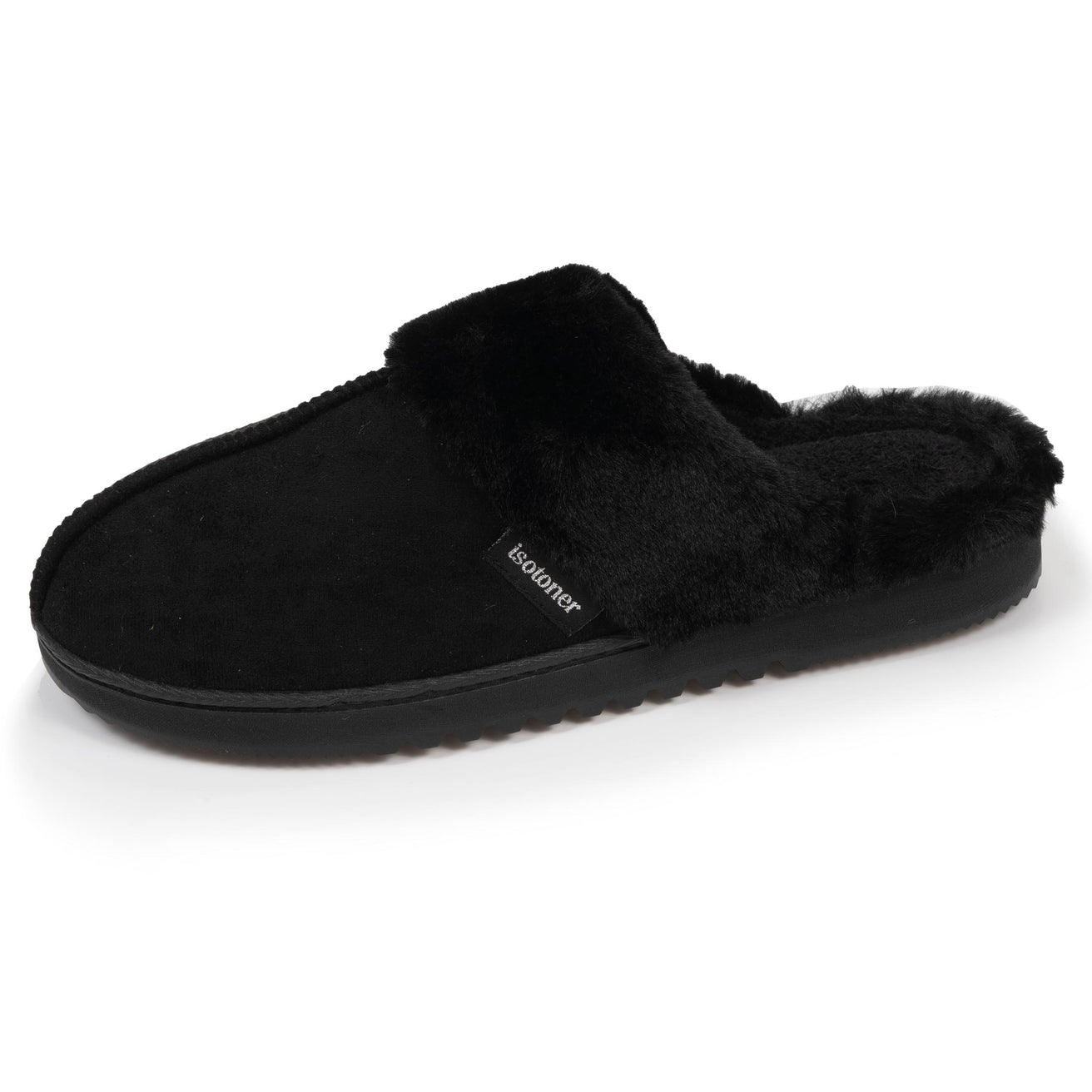 Chaussons mules Femme Noir fourrure